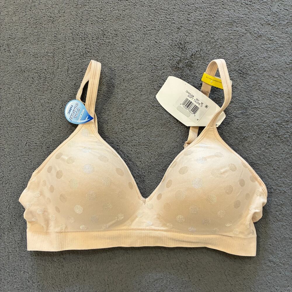 Hanes Ultimate Soft Taupe Polka Dot Perfect Coverage Wirefree Bra Women's Size M
